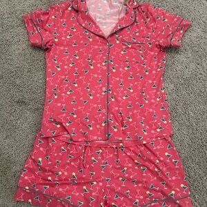 Red Cocktail Print Pajama Set